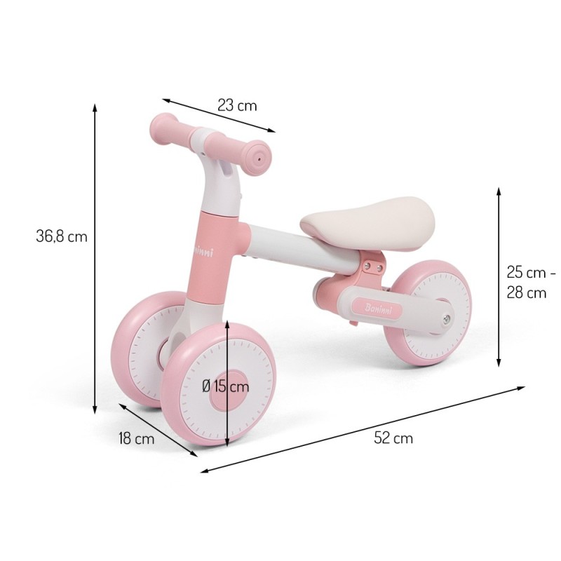Bicicleta copii 3 in 1 Azura, metal, plastic, roz/alb, L.23 cm, BNBK000027-PK