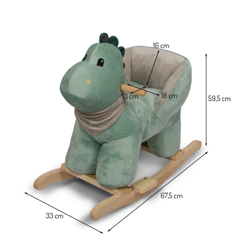 Balansoar copii Banini, lemn, material textil, verde, L.35 cm, BNBK000030-DINO