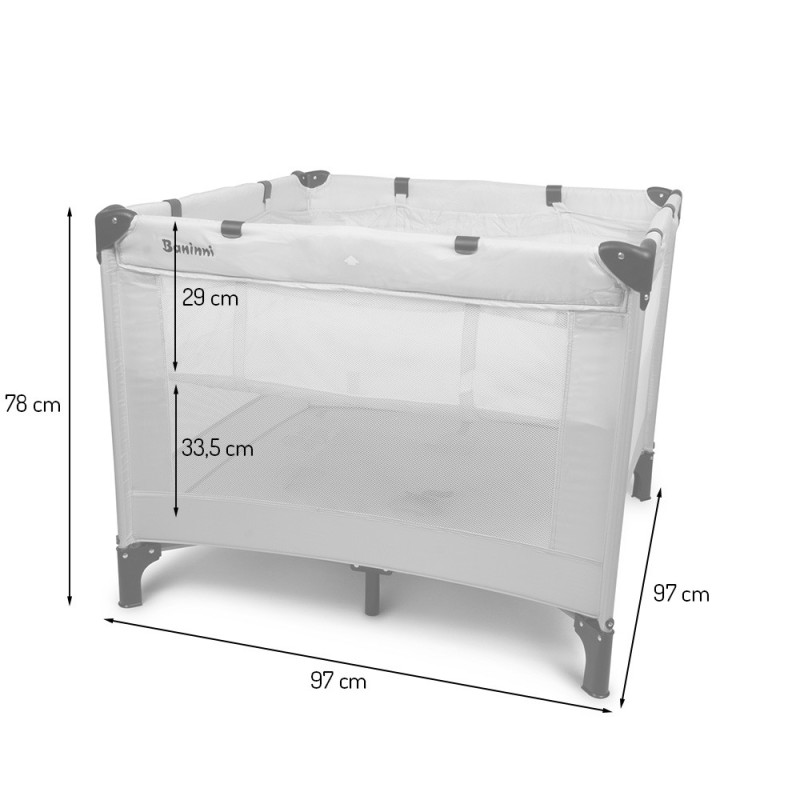 Patut pentru copii Neva, metal, plastic, poliester, negru, 97 X 97 cm, BNBK000034-BK