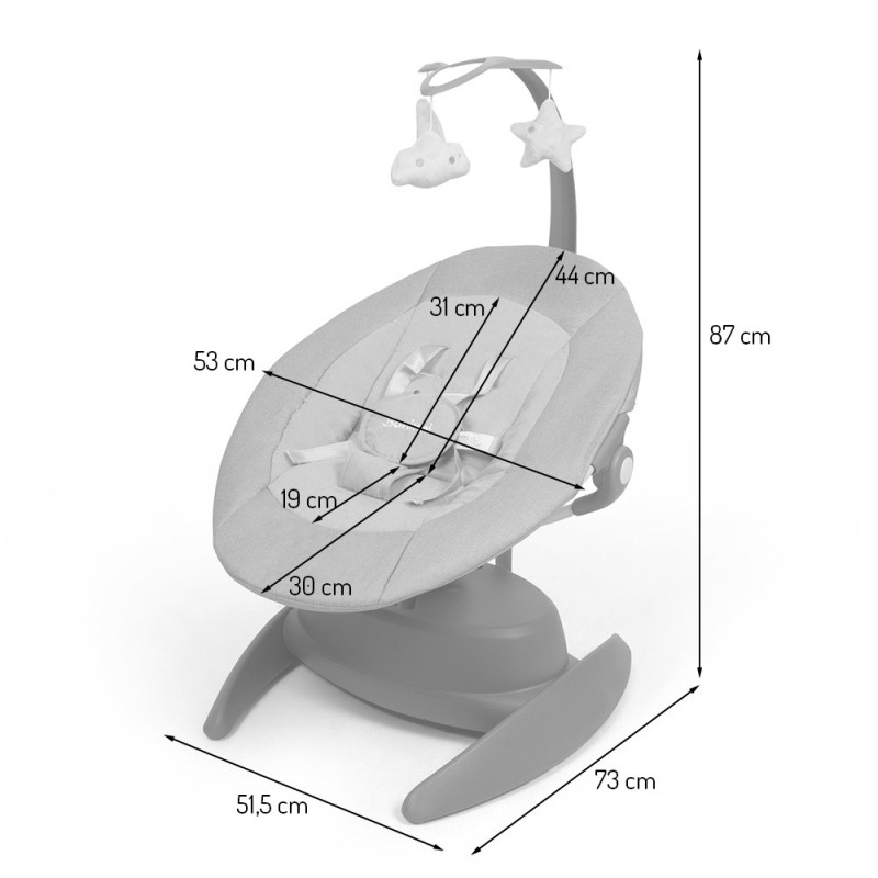 Balansoar pentru bebelusi Roya, metal, plastic, poliester, maro, L.53 cm, BNBK000037-BR