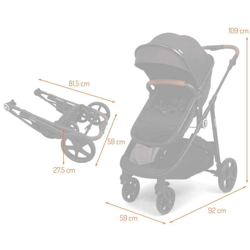 Carucior 3 in 1 Nelia, metal, plastic, poliester, bej, L.59 cm, BNBK000040-BG