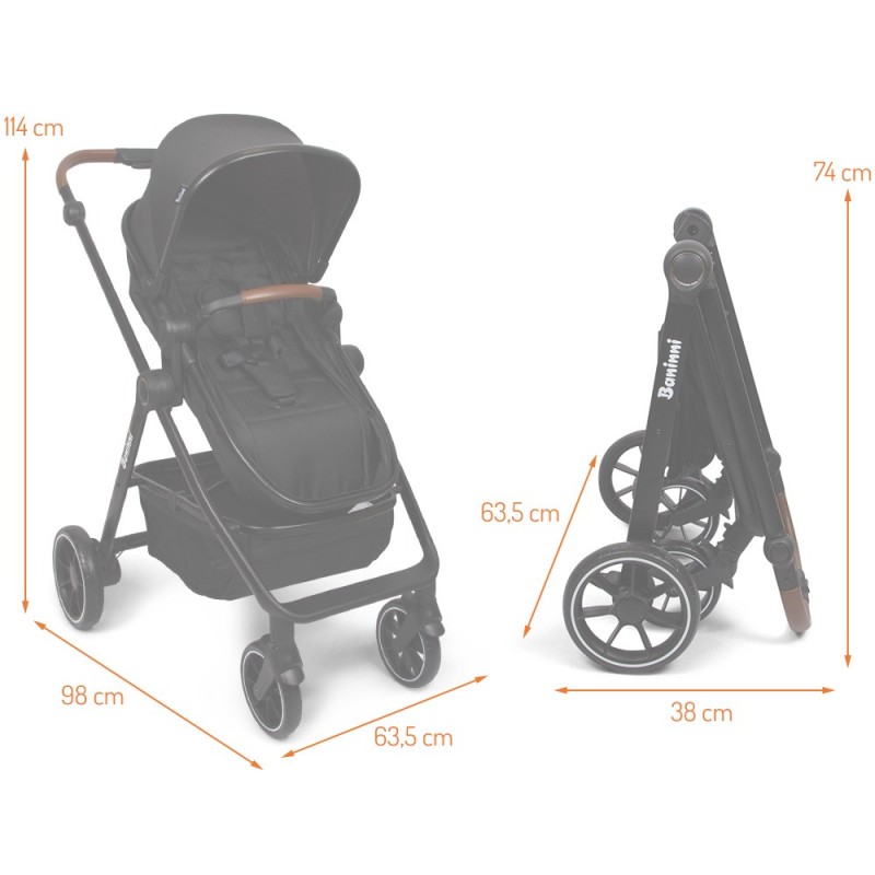 Carucior 3 in 1 Adria, metal, plastic, polester, taupe, L.63 cm, BNBK000042-BR