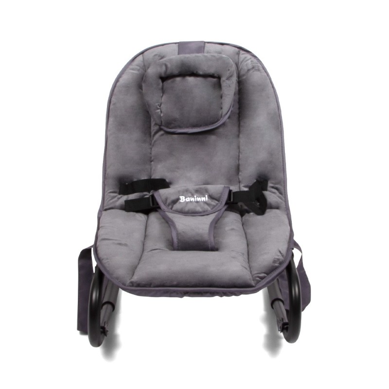 Balansoar pentru bebelusi portabil Malena, metal, plastic, poliester, catifea, gri, L.42 cm, BNBK000050-GY
