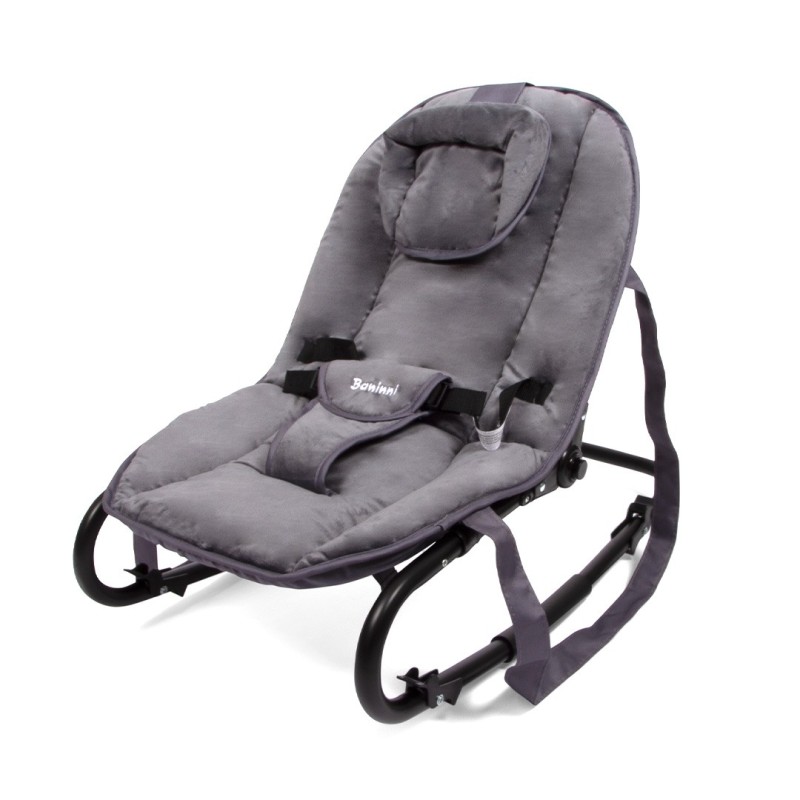 Balansoar pentru bebelusi portabil Malena, metal, plastic, poliester, catifea, gri, L.42 cm, BNBK000050-GY