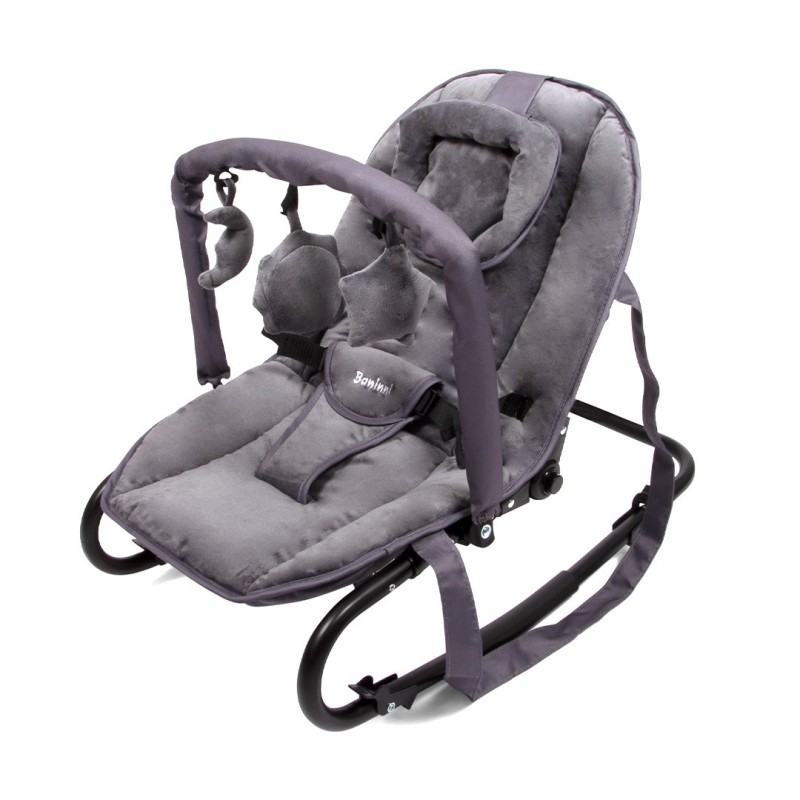 Balansoar pentru bebelusi portabil Malena, metal, plastic, poliester, catifea, gri, L.42 cm, BNBK000050-GY