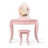 Masa de toaleta cu taburet pentru copii Liona Rosa, MDF, roz, H.105 cm, BNBK000063-UN