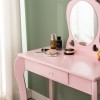 Masa de toaleta cu taburet pentru copii Liona Rosa, MDF, roz, H.105 cm, BNBK000063-UN