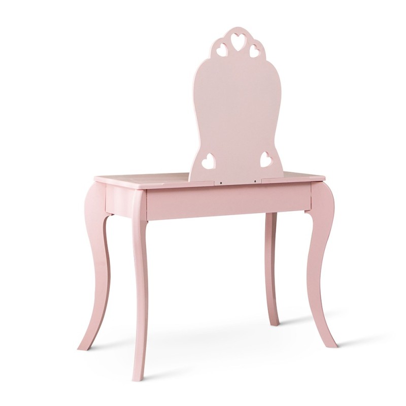 Masa de toaleta cu taburet pentru copii Liona Rosa, MDF, roz, H.105 cm, BNBK000063-UN