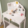 Masa de toaleta cu taburet pentru copii Silvi, MDF, alb, H.104 cm, BNBK000066-UN
