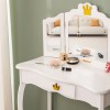 Masa de toaleta cu taburet pentru copii Silvi, MDF, alb, H.104 cm, BNBK000066-UN