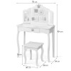 Masa de toaleta cu taburet pentru copii Silvi, MDF, alb, H.104 cm, BNBK000066-UN
