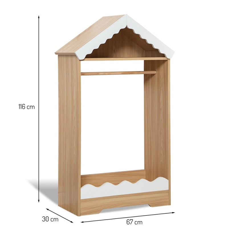 Dulap pentru copii Cloudy, MDF, natural/alb, H.116 cm, BNBK000068-WH