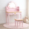 Masuta de toaleta iluminata cu taburet Cloudy Rosa, MDF, roz, H.110 cm, BNBK000073-PK