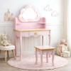 Masuta de toaleta iluminata cu taburet Cloudy Rosa, MDF, roz, H.110 cm, BNBK000073-PK