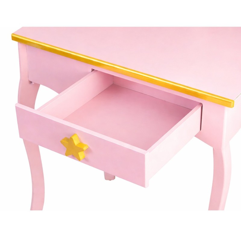 Masuta de toaleta iluminata cu taburet Cloudy Rosa, MDF, roz, H.110 cm, BNBK000073-PK