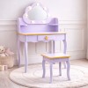 Masuta de toaleta iluminata cu taburet Cloudy Rosa, MDF, violet, H.110 cm, BNBK000073-PP