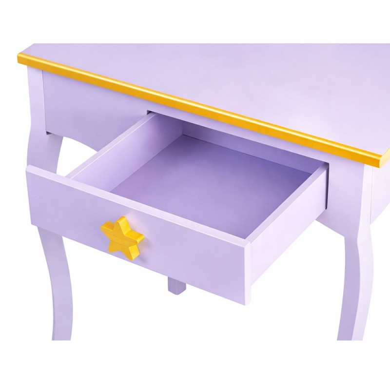 Masuta de toaleta iluminata cu taburet Cloudy Rosa, MDF, violet, H.110 cm, BNBK000073-PP