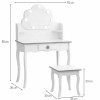 Masuta de toaleta iluminata cu taburet Cloudy Rosa, MDF, violet, H.110 cm, BNBK000073-PP