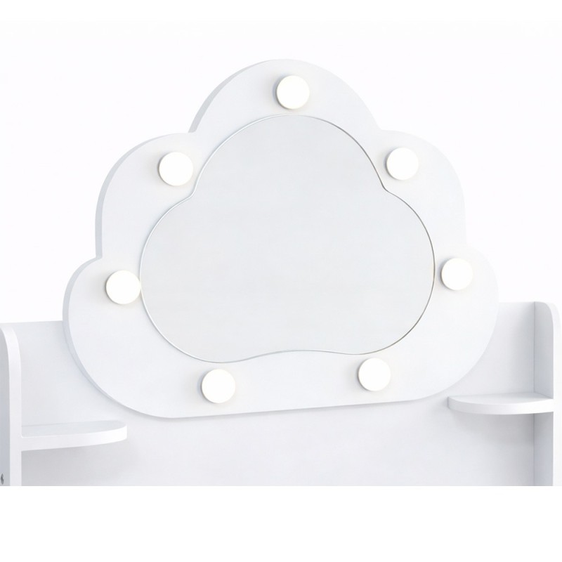 Masuta de toaleta iluminata cu taburet Cloudy Rosa, MDF, alba, H.110 cm, BNBK000073-WH