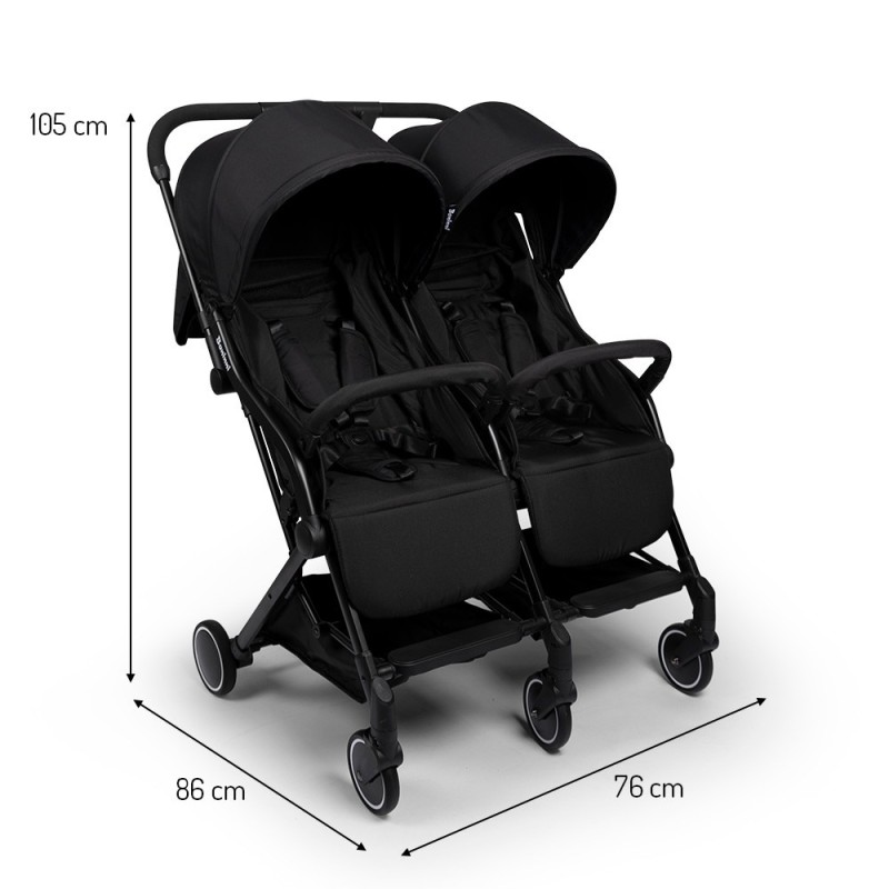 Carucior Duo Adige, metal, plastic, poliester, negru, L.86 cm, BNST033-BK