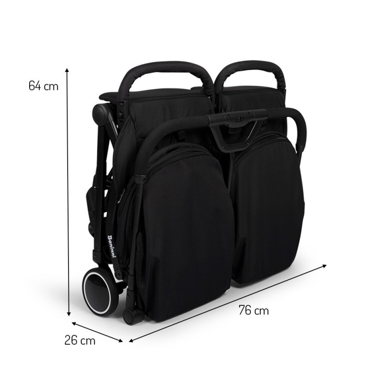 Carucior Duo Adige, metal, plastic, poliester, negru, L.86 cm, BNST033-BK