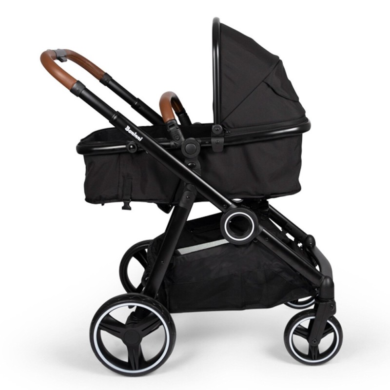 Carucior Duo Luiz, metal, plastic, poliester, negru, L.108 cm, BNST034-BK