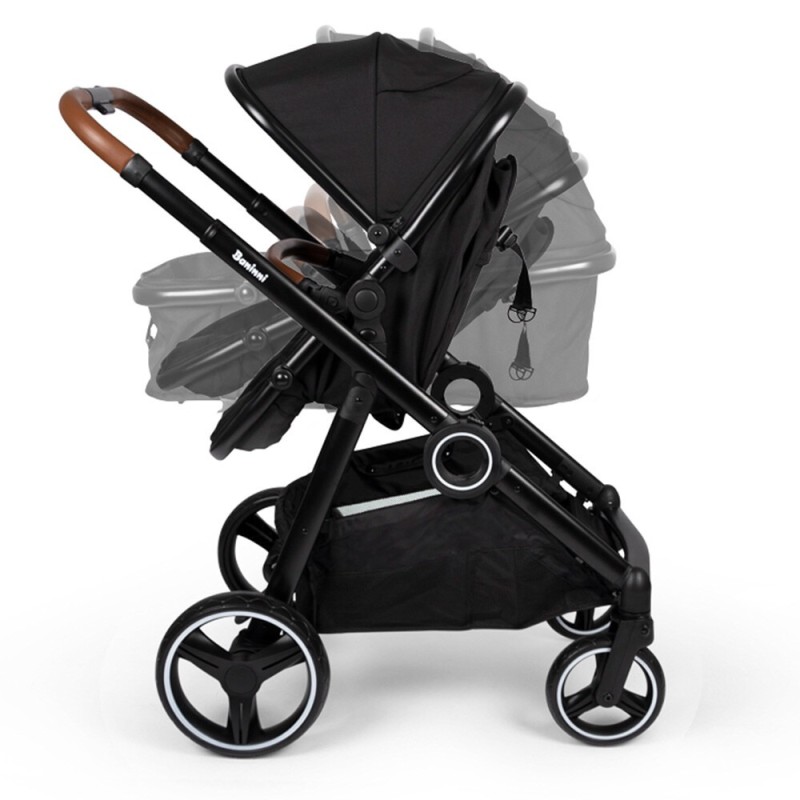 Carucior Duo Luiz, metal, plastic, poliester, negru, L.108 cm, BNST034-BK