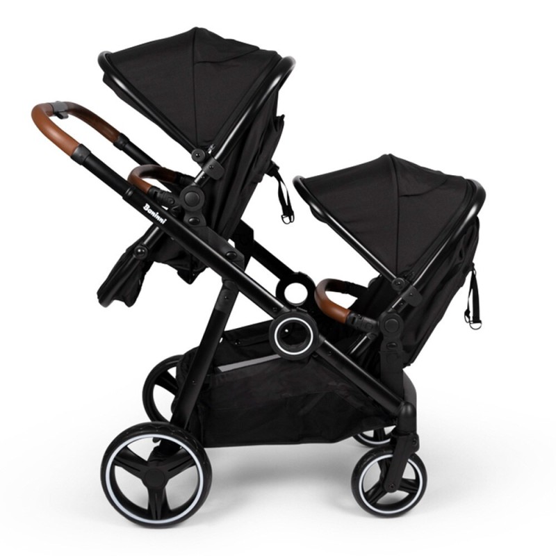 Carucior Duo Luiz, metal, plastic, poliester, negru, L.108 cm, BNST034-BK