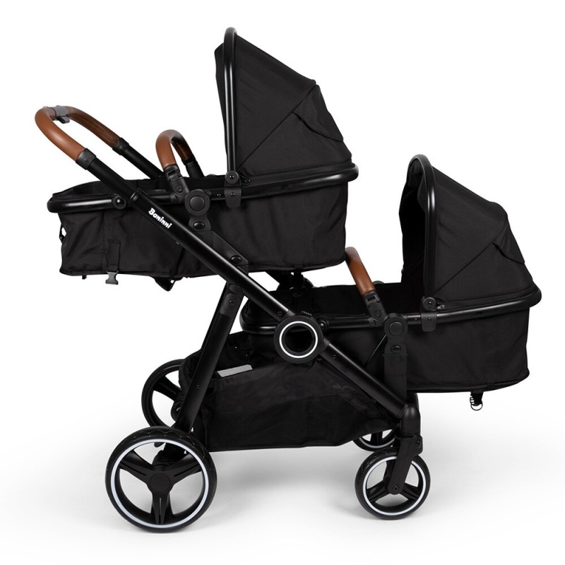 Carucior Duo Luiz, metal, plastic, poliester, negru, L.108 cm, BNST034-BK