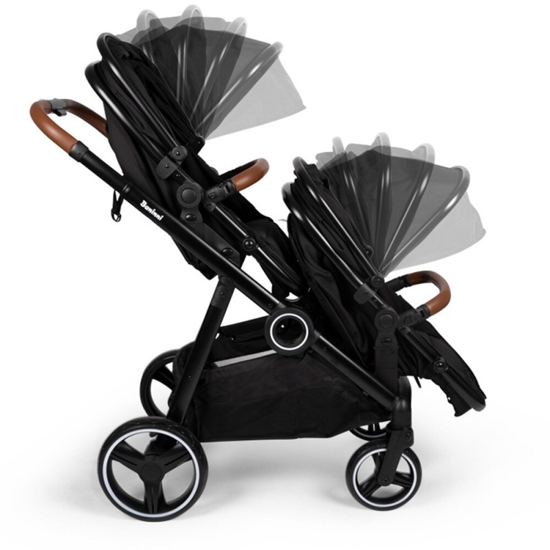 Carucior Duo Luiz, metal, plastic, poliester, negru, L.108 cm, BNST034-BK