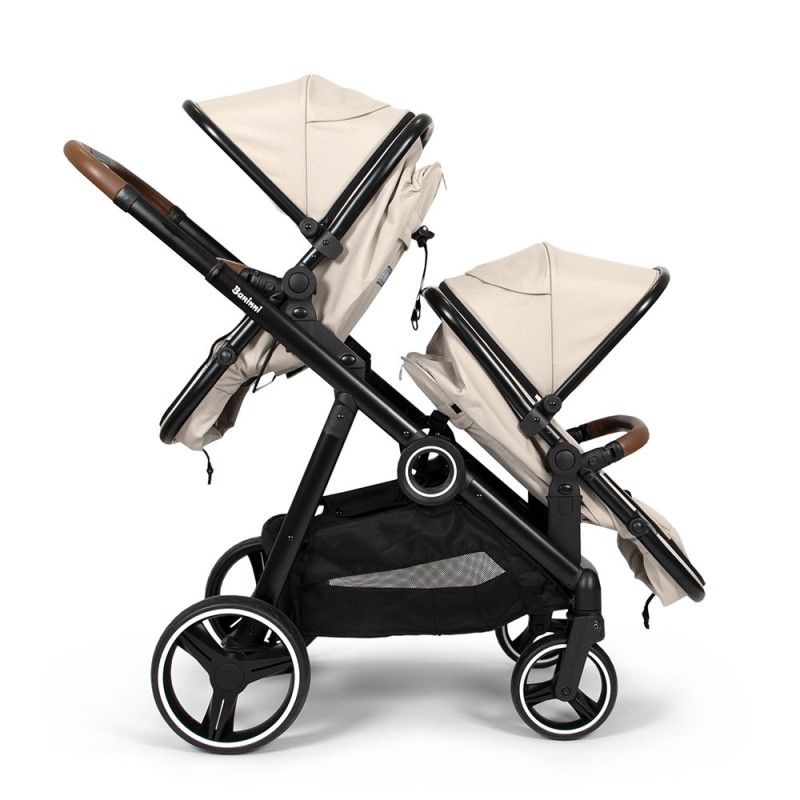 Carucior Duo Luiz, metal, plastic, poliester, bej, L.108 cm, BNST034-SD