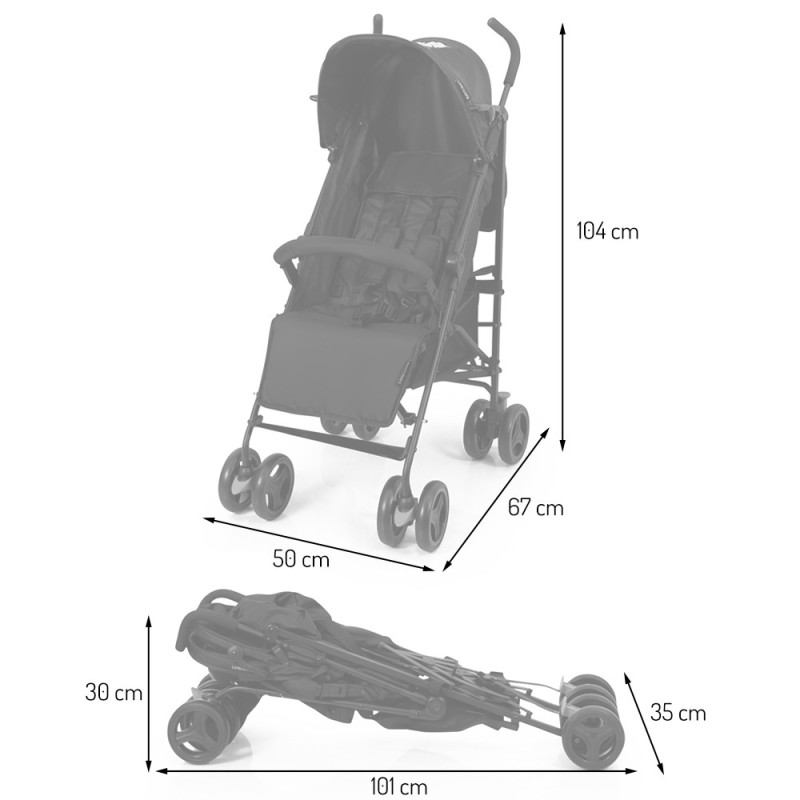 Carucior sport Winston, metal, poliester, negru, L.50 cm, LIBK000001-BK