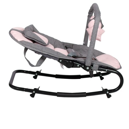 Balansoar pentru bebelusi Starwing, metal, plastic, poliester, gri/roz, H.55 cm, LWBO002-GYPK