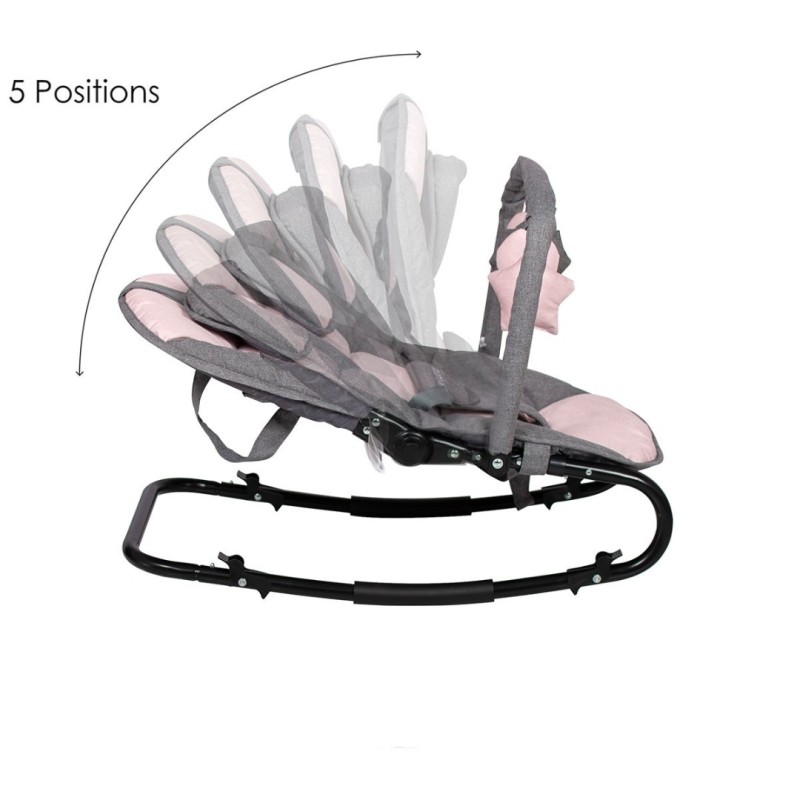Balansoar pentru bebelusi Starwing, metal, plastic, poliester, gri/roz, H.55 cm, LWBO002-GYPK