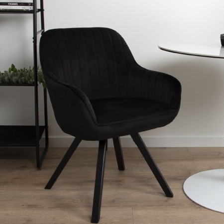 Scaun dining rotativ Madrid, metal, poliester, negru, H.81 cm, MIFU000003-BK