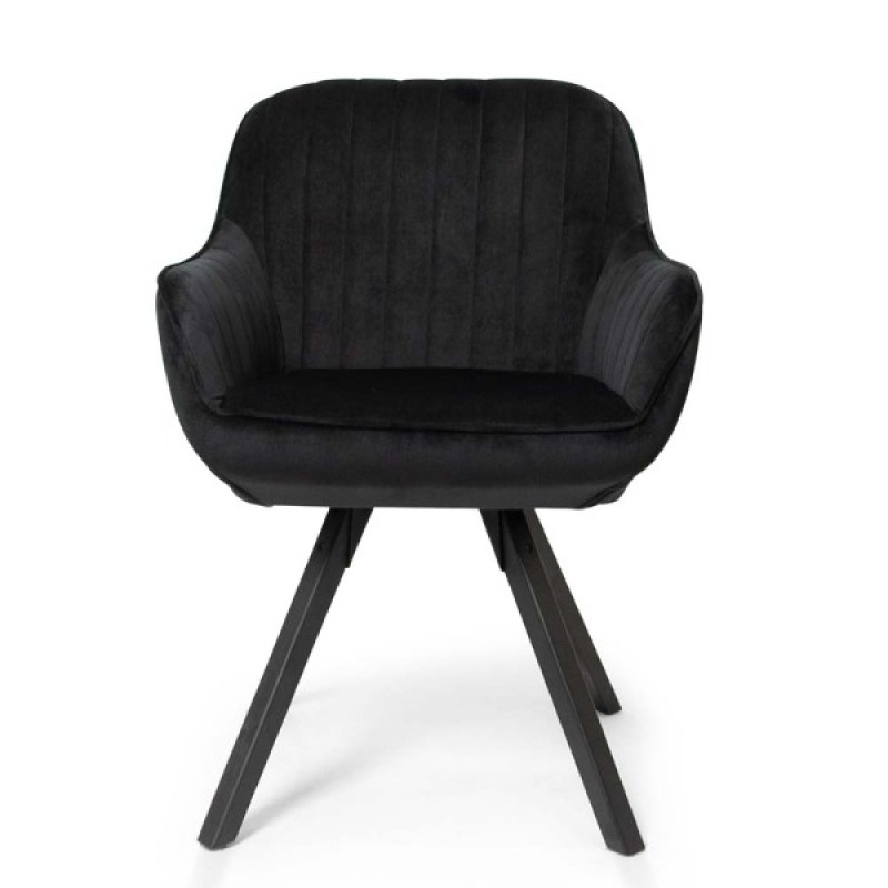 Scaun dining rotativ Madrid, metal, poliester, negru, H.81 cm, MIFU000003-BK