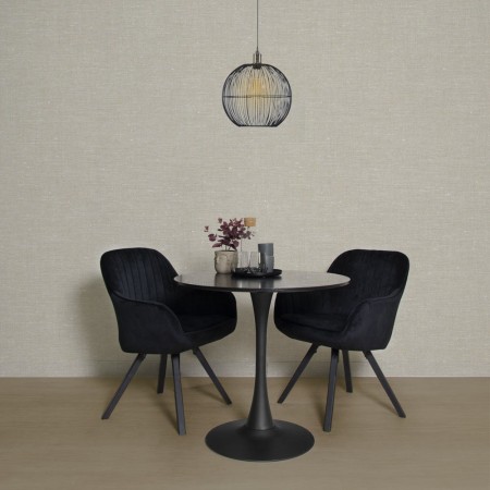 Masa dining Praga, metal, MDF melaminat, neagra, D.80 cm, MIFU000007-BK