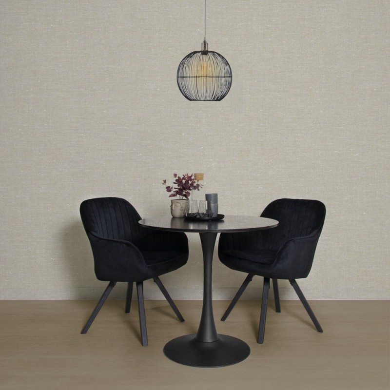 Masa dining Praga, metal, MDF melaminat, neagra, D.80 cm, MIFU000007-BK