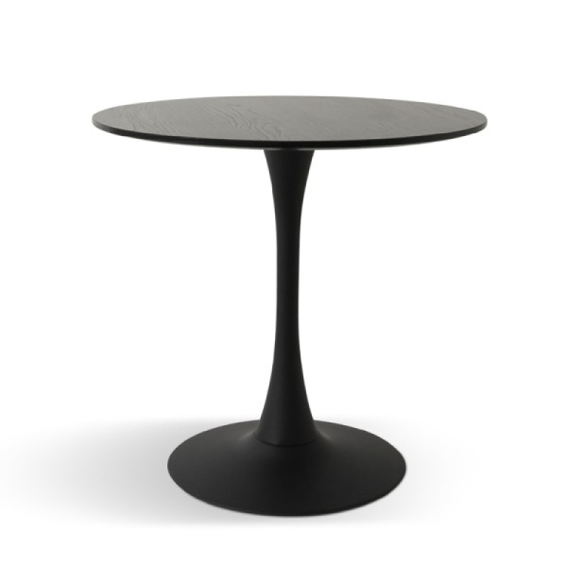 Masa dining Praga, metal, MDF melaminat, neagra, D.80 cm, MIFU000007-BK