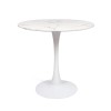 Masa dining Praga, metal, MDF melaminat, aspect marmura, alba, D.80 cm, MIFU000007-BKWH
