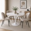 Masa dining Praga, metal, MDF melaminat, aspect marmura, alba, D.80 cm, MIFU000007-BKWH