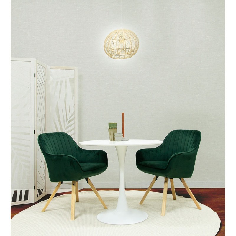 Masa dining Praga, metal, MDF melaminat, alba, D.80 cm, MIFU000007-WH