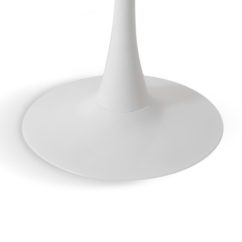 Masa dining Praga, metal, MDF melaminat, alba, D.80 cm, MIFU000007-WH