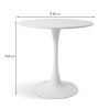 Masa dining Praga, metal, MDF melaminat, alba, D.80 cm, MIFU000007-WH
