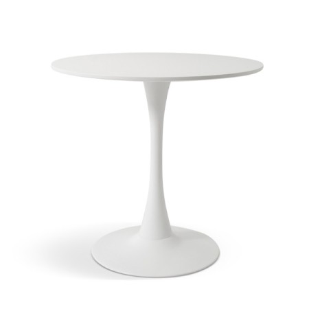 Masa dining Praga, metal, MDF melaminat, alba, D.80 cm, MIFU000007-WH