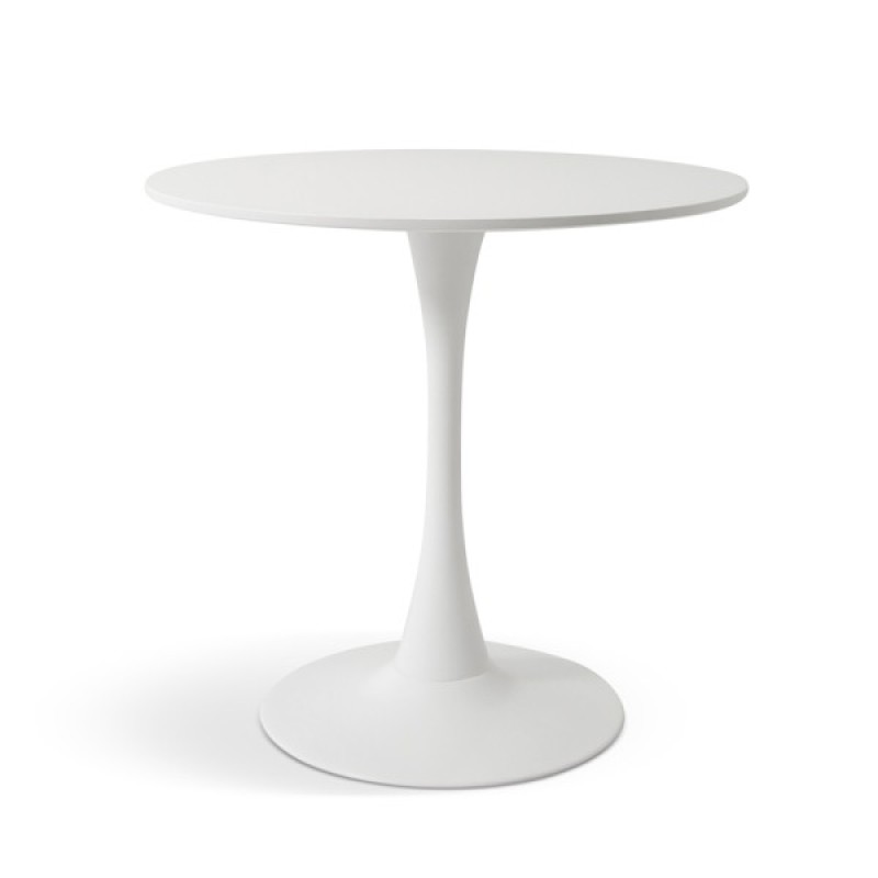 Masa dining Praga, metal, MDF melaminat, alba, D.80 cm, MIFU000007-WH