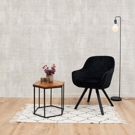 Masuta laterala Helsinki, metal, lemn de salcam, natural, L.50 cm, MIFU000014-BKBR