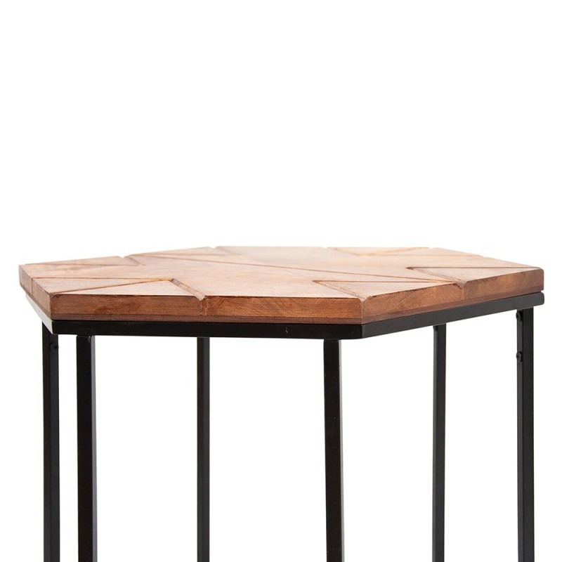 Masuta laterala Helsinki, metal, lemn de salcam, natural, L.50 cm, MIFU000014-BKBR