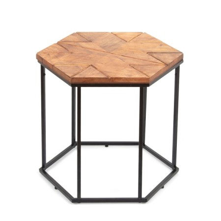 Masuta laterala Helsinki, metal, lemn de salcam, natural, L.50 cm, MIFU000014-BKBR