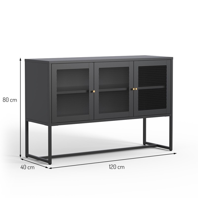 Comoda Athens, metal, negru, L.120 cm, MIFU000025-BK